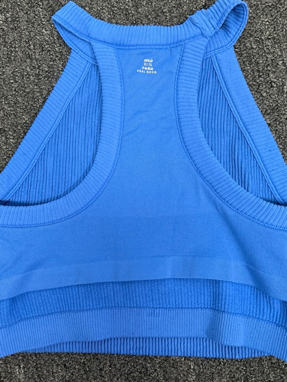 aerie Ribbed High-Neck Crop Tank Top - Bright Blue - Picture 4 of 5